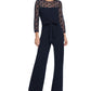 DKNY Women's 3/4 Sleeve Wide Leg Evening Jumpsuit Blue Size 14