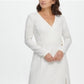 DKNY Women's V Neck Faux Wrap D Ring Fit & Flare Dress White Size 10