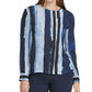 DKNY Women's Long Sleeve Printed Top Blue Size X-Small