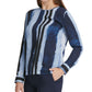 DKNY Women's Long Sleeve Printed Top Blue Size X-Small