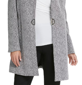 DKNY Women's Notch Neck D Ring Knit Topper Jacket White Size 8