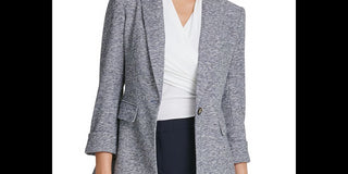 DKNY Women's Marled One Button Blazer Gray Size 18