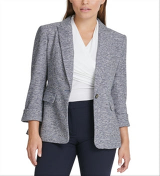 DKNY Women's Marled One Button Blazer Gray Size 18