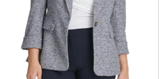DKNY Women's Marled One Button Blazer Gray Size 18