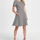 DKNY Women's Printed Fit& Flare Mini Dress Black Size 8