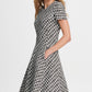 DKNY Women's Printed Fit& Flare Mini Dress Black Size 8