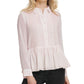 DKNY Women's Long Sleeve Collared Top Pink Size X-Large