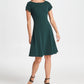 DKNY Women's Tulip Sleeve Fit & Flare Dress Green Size 4