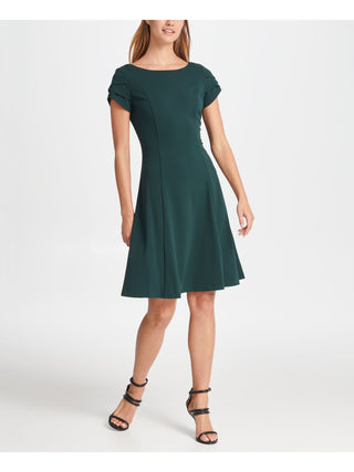 DKNY Women's Tulip Sleeve Fit & Flare Dress Green Size 4