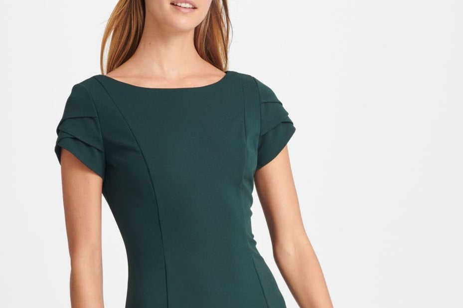 DKNY Women's Tulip Sleeve Fit & Flare Dress Green Size 4
