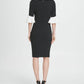 DKNY Women's Bell Sleeve Jewel Neck Below The Knee Body Con Formal Dress Black Size 8