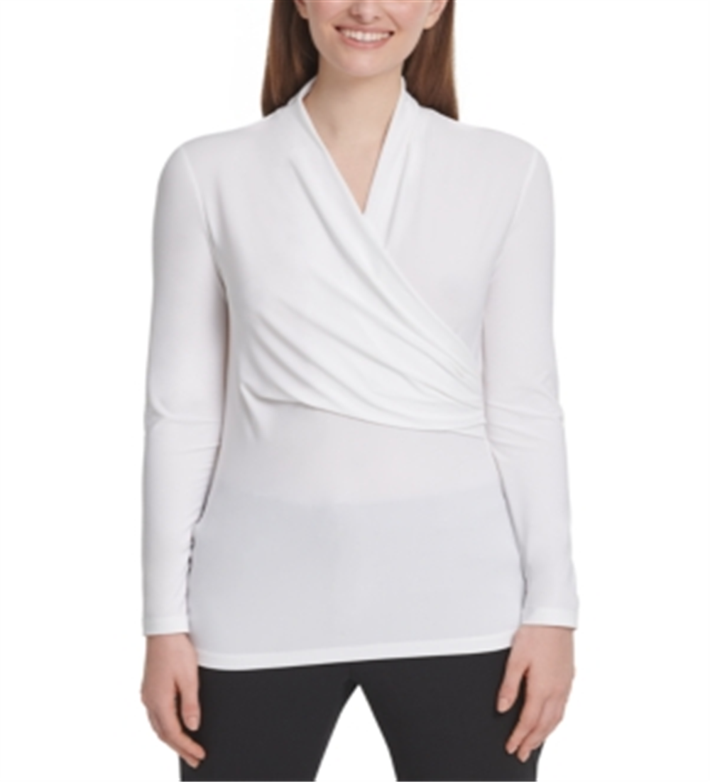 DKNY Women's Side Ruched Top White Size XX-Large
