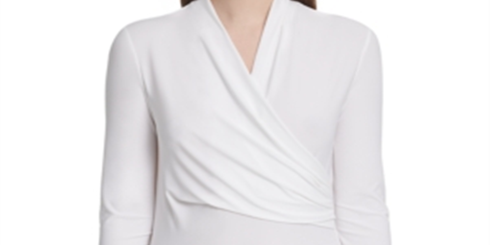 DKNY Women's Side Ruched Top White Size XX-Large