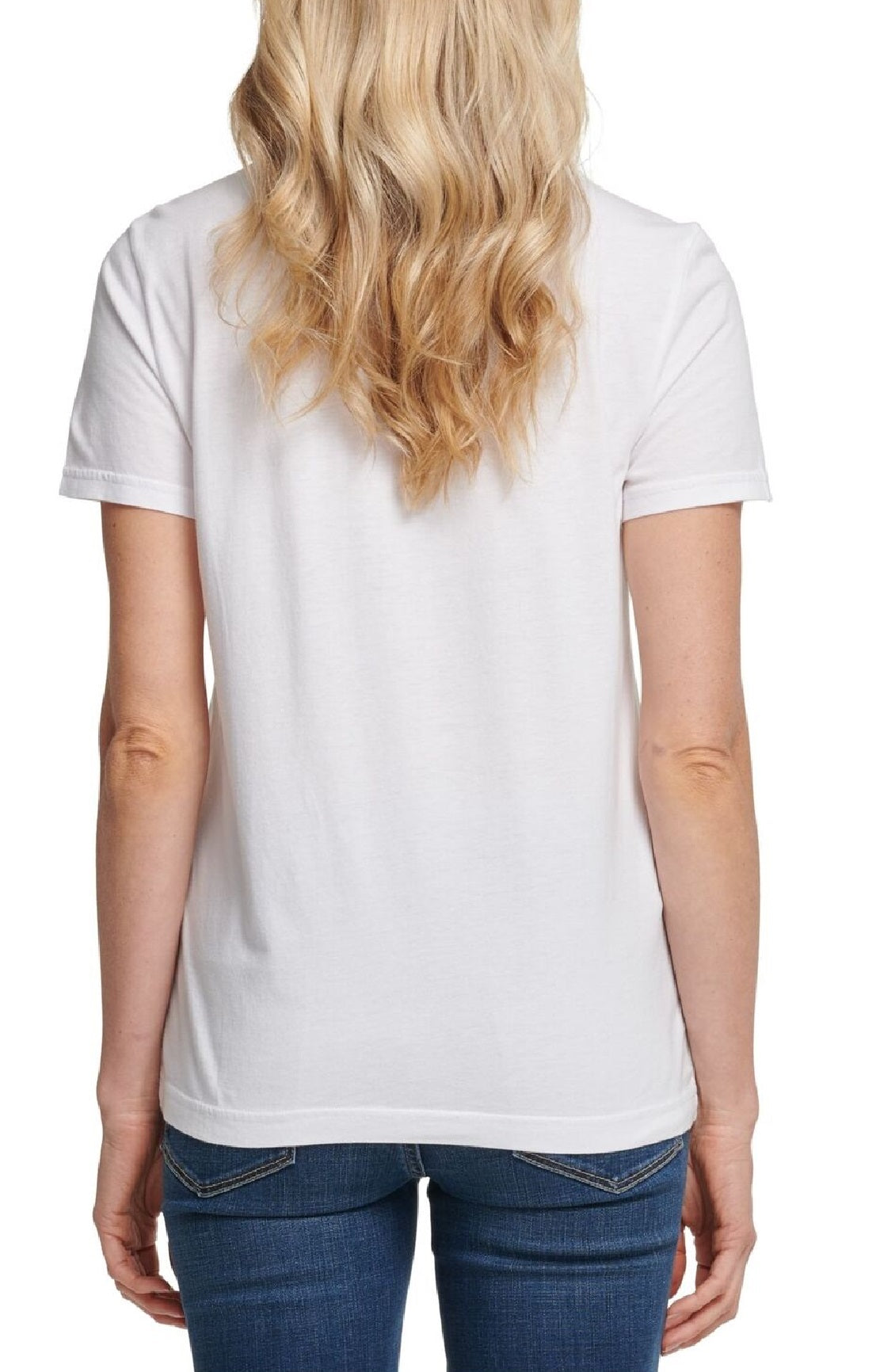 DKNY Women's Sequined Short Sleeve Crew Neck T-Shirt Top White Size X-Large