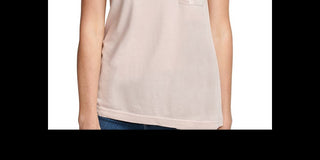 DKNY Women's Sequined Short Sleeve Crew Neck T-Shirt Top Pink Size Large