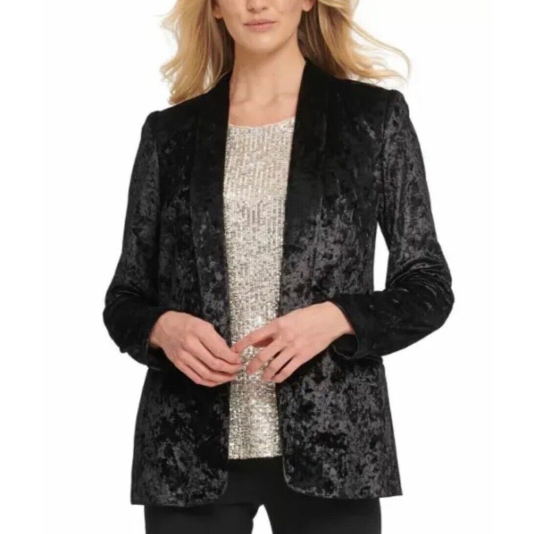 DKNY Women's Velvet Open Front Blazer Black Size 8