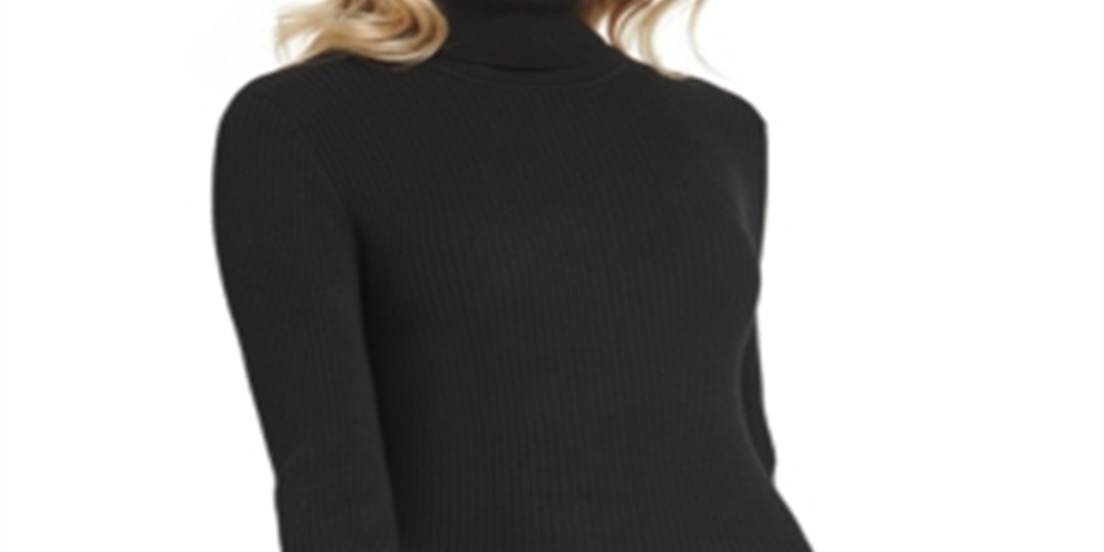 DKNY Women's Ribbed Turtleneck Sweater Black Size L