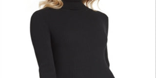 DKNY Women's Ribbed Turtleneck Sweater Black Size L