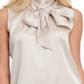 DKNY Women's Bow Mock Neck Blouse Beige Size Large