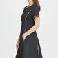 DKNY Women's Animal Print Short Sleeve Jewel Neck Above the Knee Fit Flare Dress Black Size 6