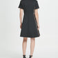DKNY Women's Animal Print Short Sleeve Jewel Neck Above the Knee Fit Flare Dress Black Size 6