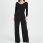 DKNY Women's Cowl Neck Long Sleeve Jumpsuit Black Size 4