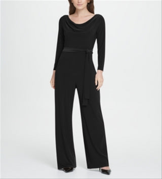 DKNY Women's Cowl Neck Long Sleeve Jumpsuit Black Size 4