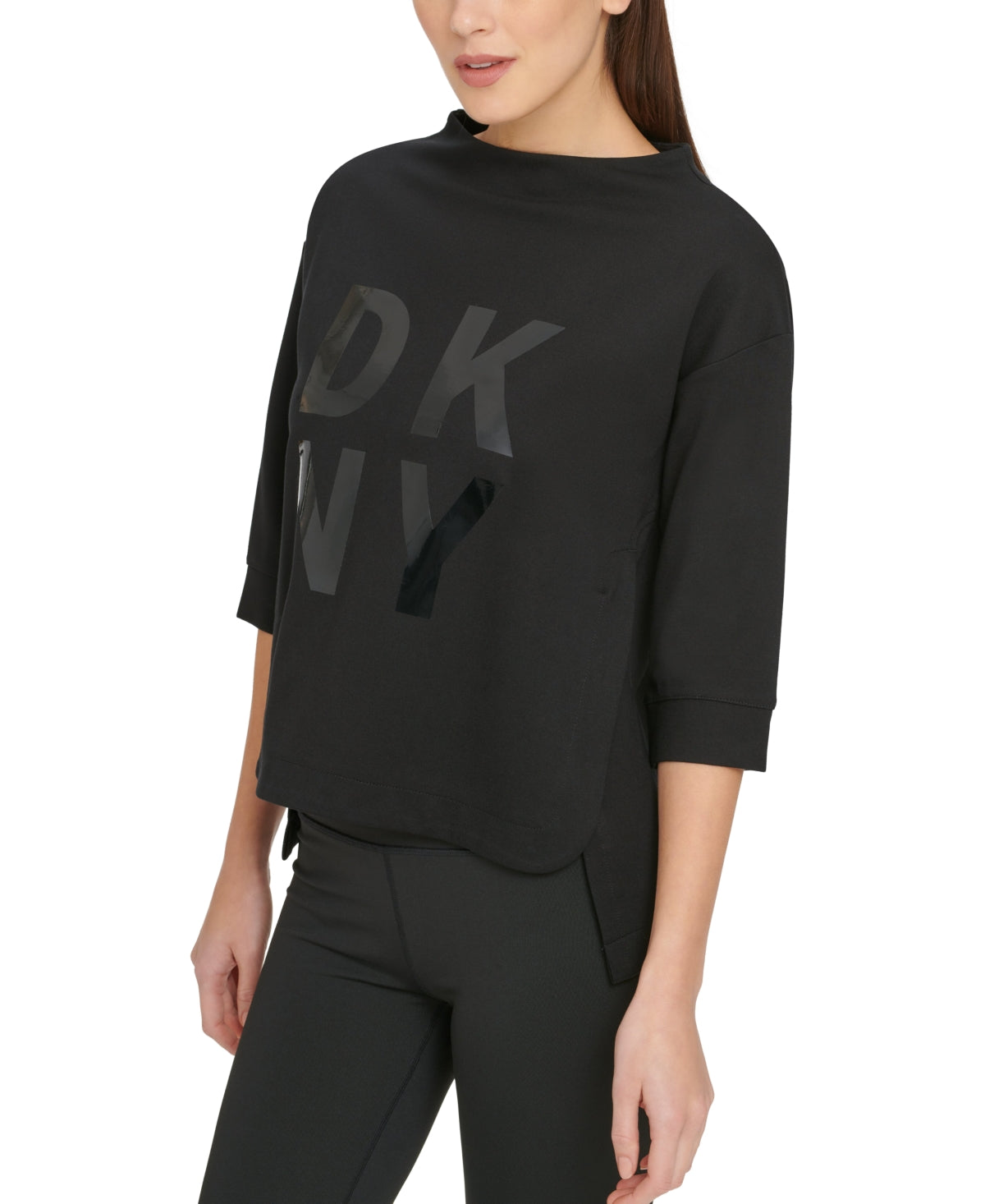 DKNY Women's Stacked Logo Sweatshirt Black Size X-Large