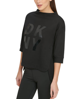 DKNY Women's Stacked Logo Sweatshirt Black Size X-Large