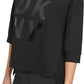 DKNY Women's Techno Knit Stacked Logo Sweatshirt Black Size Small