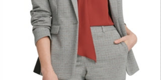DKNY Women's One Button Knit Blazer Gray Size 14