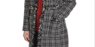 DKNY Women's Tweed Plaid Topper Jacket Black Size 10