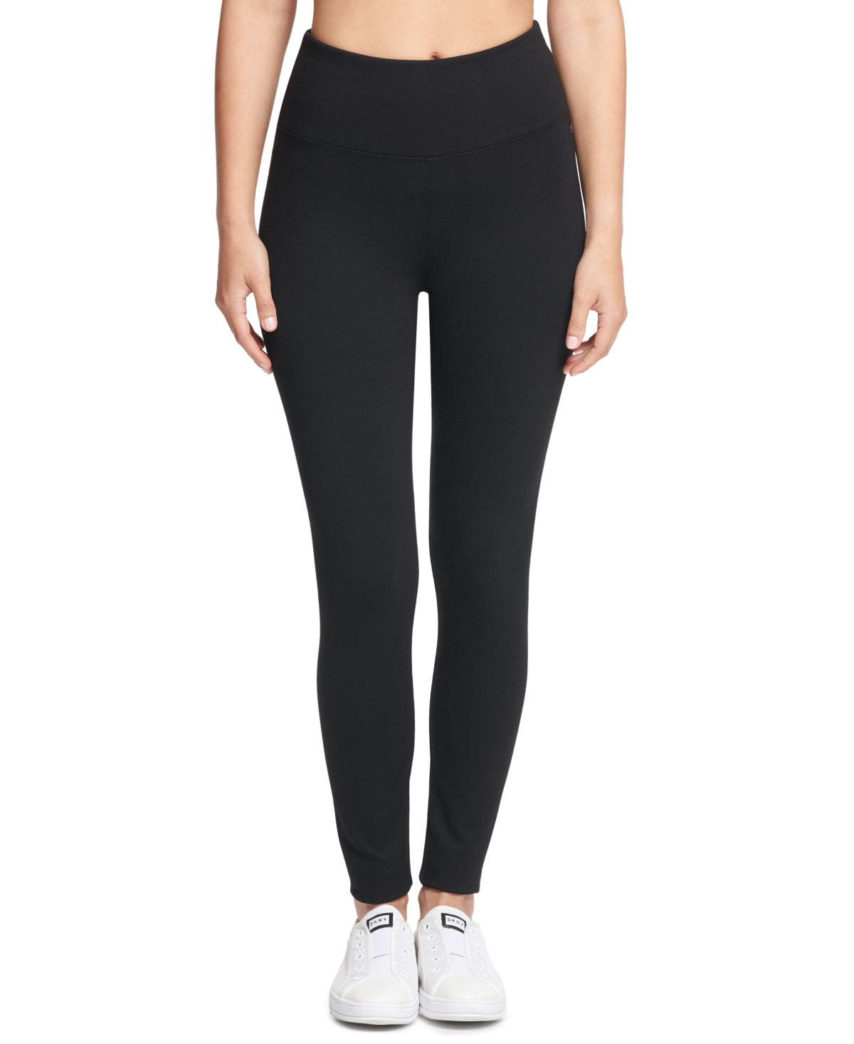 DKNY Women's Tummy Control Compression Full Length Leggings Black Size Large
