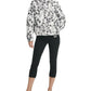 DKNY Women's Zippered Pocketed Textured Button Floral Long Sleeve Mock Neck Puffer Winter Jacket White Size Large