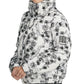 DKNY Women's Zippered Pocketed Textured Button Floral Long Sleeve Mock Neck Puffer Winter Jacket White Size Large
