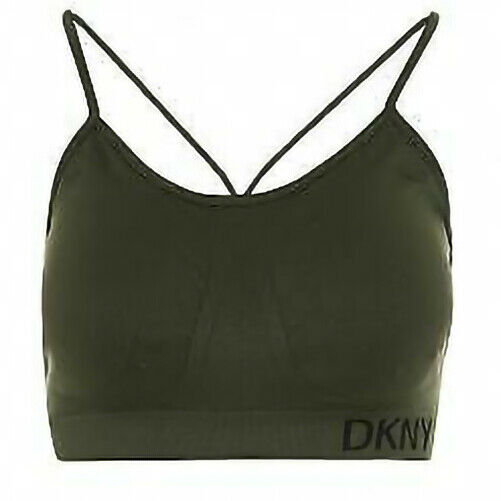 DKNY Women's Seamless Strappy Low Impact Sports Bra Green Size