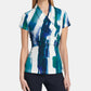 DKNY Women's Printed Short Sleeve V Neck Top Blue Size Large