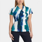 DKNY Women's Printed Short Sleeve V Neck Top Blue Size Large
