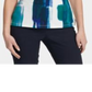 DKNY Women's Printed Short Sleeve V Neck Top Blue Size Large