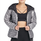 DKNY Women's Sport Reversible Packable Hooded Jacket Gray Size X-Large