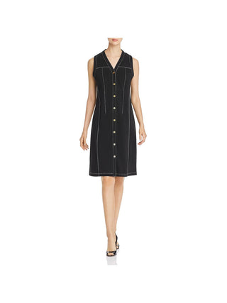 Donna Karan New York Sleeveless Contrast-Stitch Dress