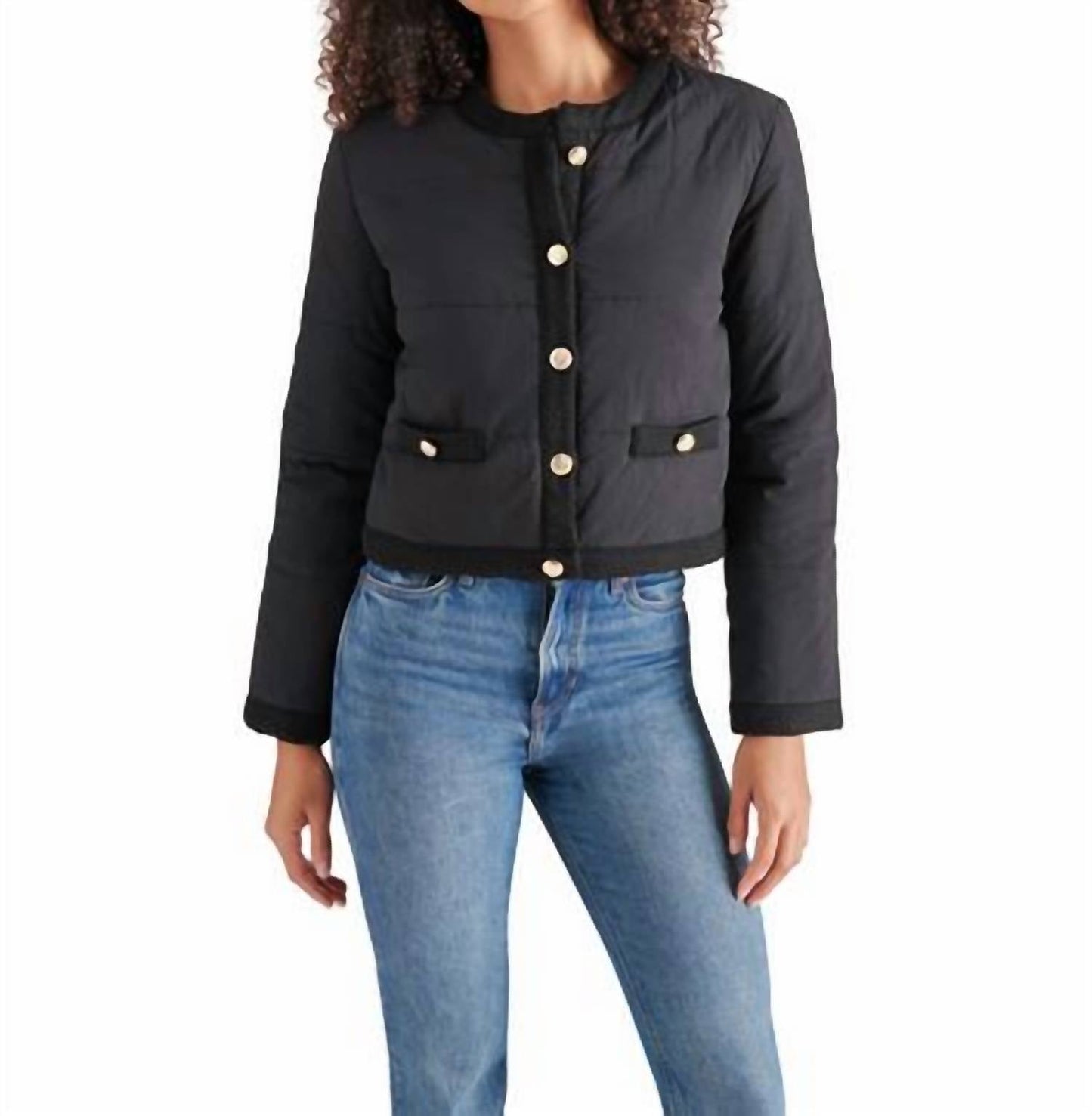 Steve Madden - Coppelia Tweed Trim Puffer Jacket