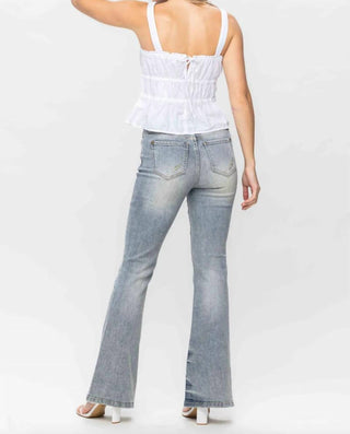 Judy Blue - Tinted Pin Tack Flare Jeans