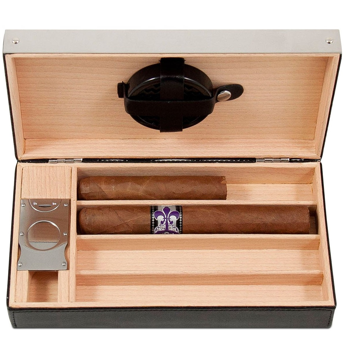 Bey Berk Men's Leather 4 Cigar Holder Black Size Regular