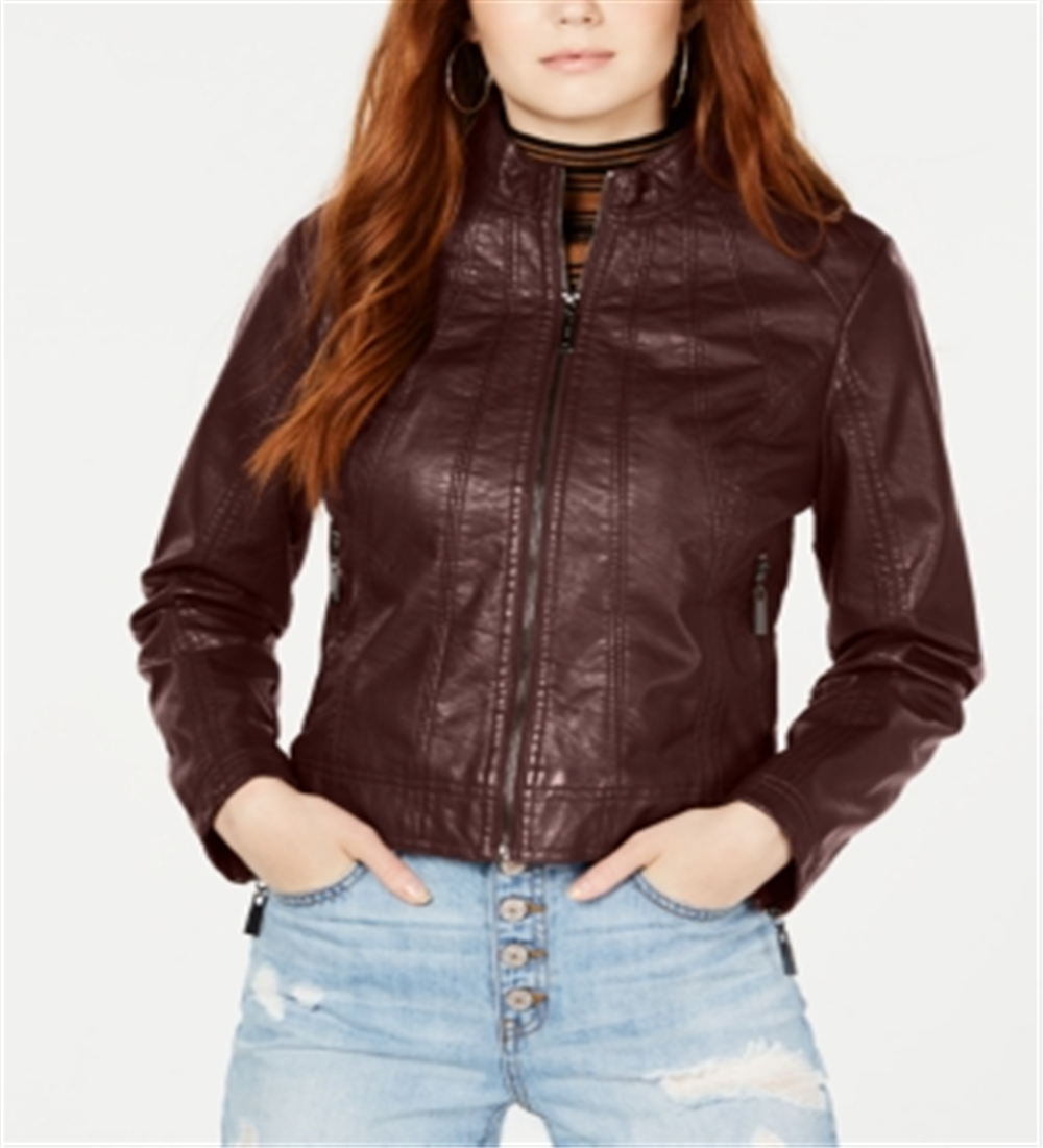Jou Jou Junior's Faux Leather Jacket Brown Size X-Large