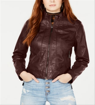Jou Jou Junior's Faux Leather Jacket Brown Size X-Large