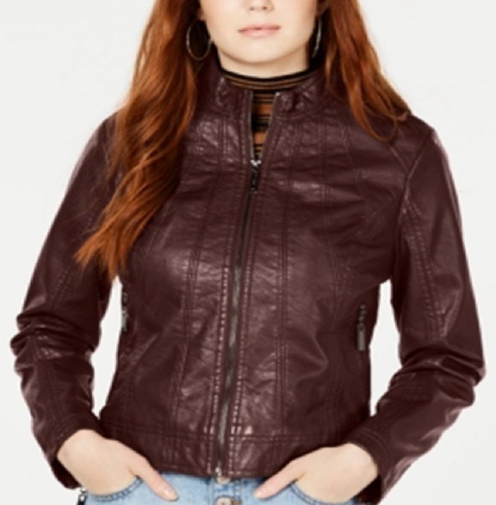 Jou Jou Junior's Faux Leather Jacket Brown Size X-Large