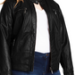 Jou Jou Women's Faux Leather Moto Jacket Black Size X-Large