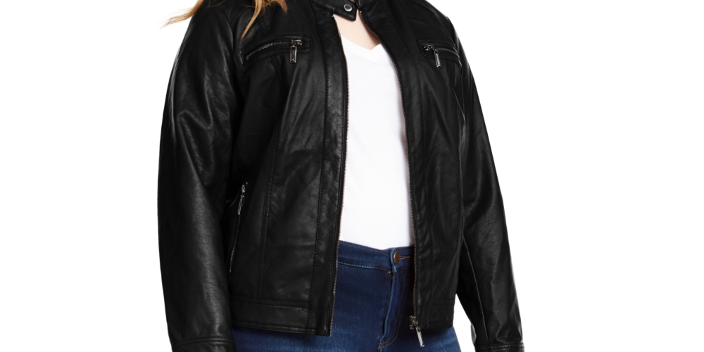 Jou Jou Women's Faux Leather Moto Jacket Black Size X-Large
