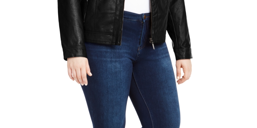 Jou Jou Women's Faux Leather Moto Jacket Black Size X-Large